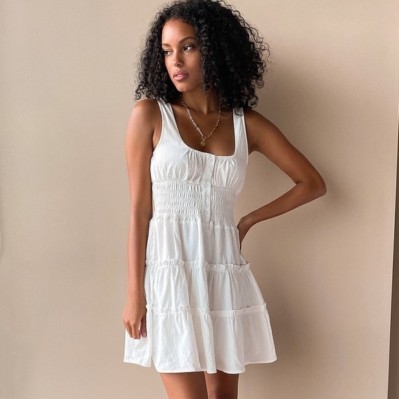 Lulus Dresses & Skirts - LULU’S Your Sunny Day White Tiered Smocked Mini Dress